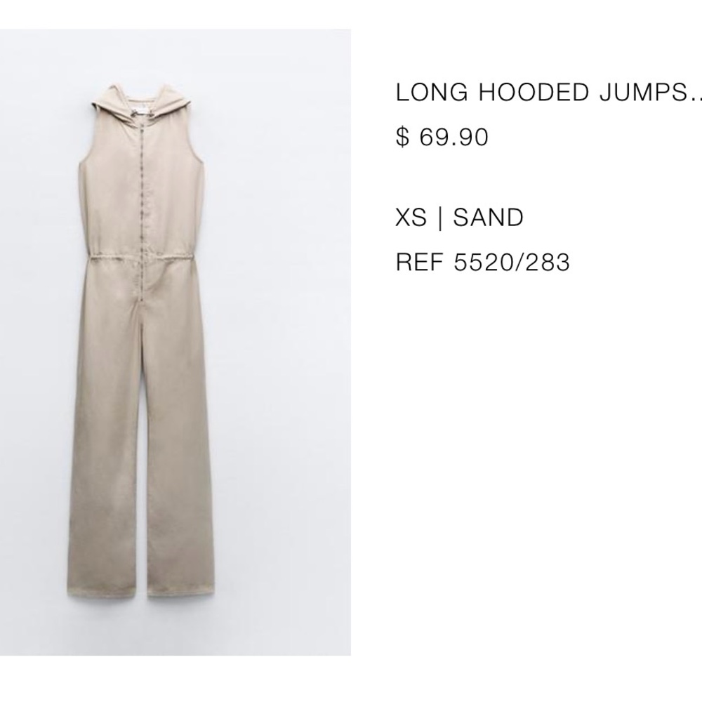 Zara Sand Hooded Sleeveless Jumpsuit